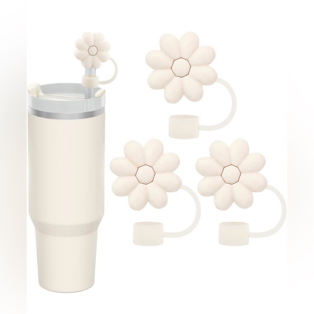 NWT Set of 3 Flower Straw Toppers